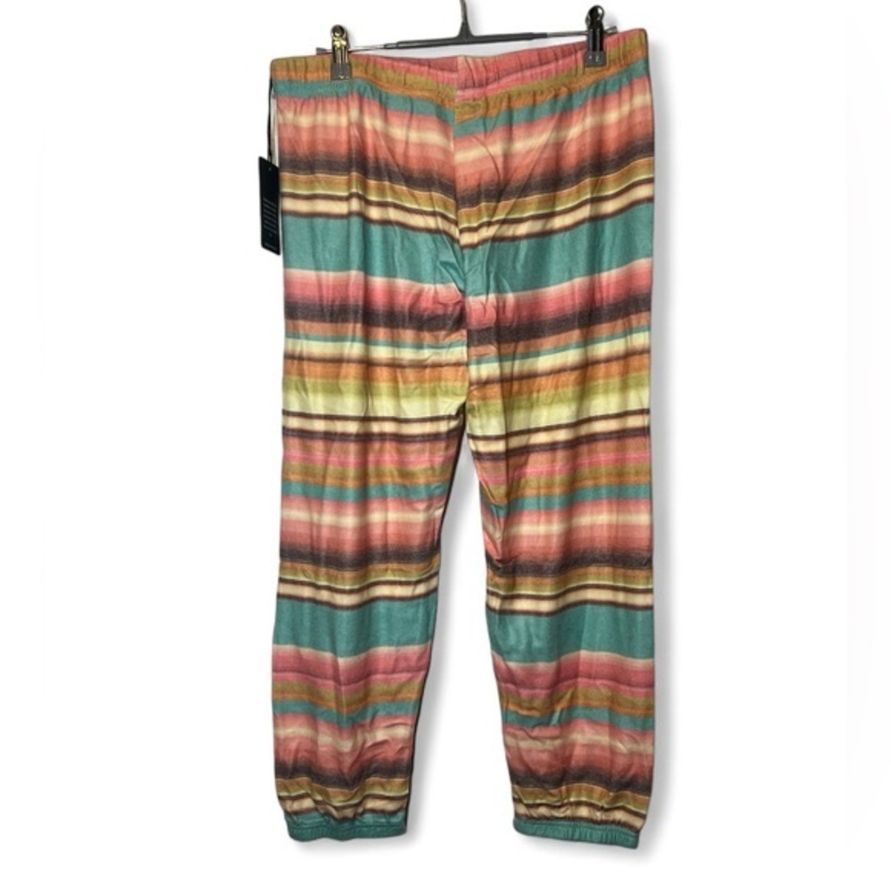 Michael Lauren Women M Striped Cropped Crop Jogger Lounge Drawstring Sweatpants - Picture 2 of 6